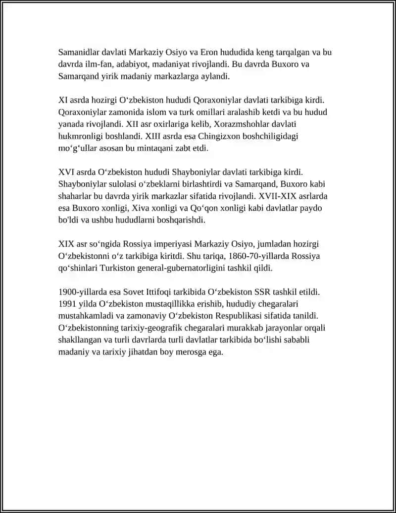 Oʻzbekiston Respublikasi Tarixiy Geografiyasi 4