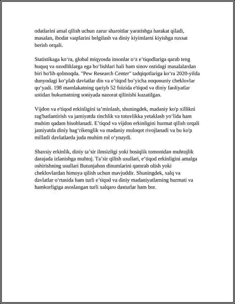 VIJDON VA ETIQOD ERKINLIGI TARIFI 4