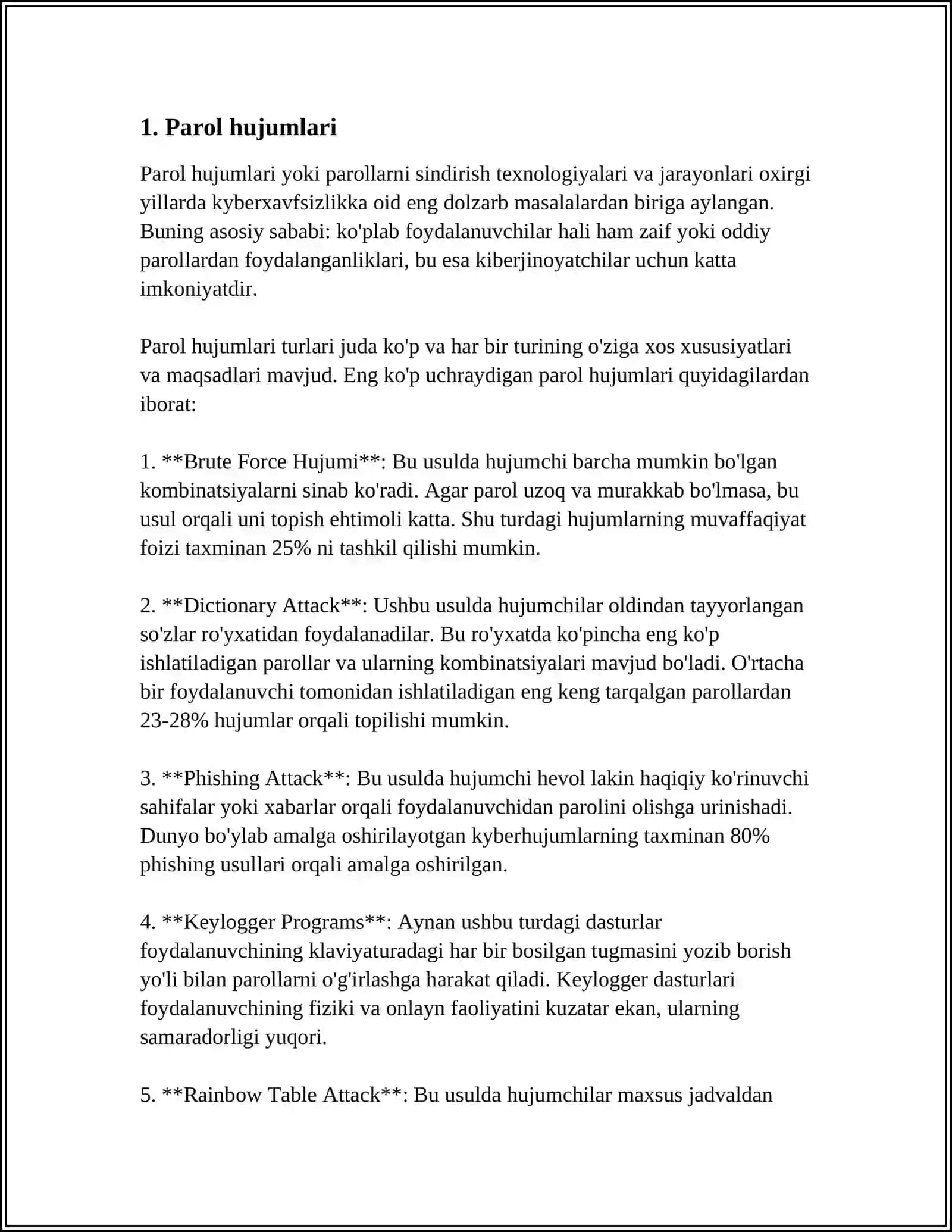 Parol hujumlari 4