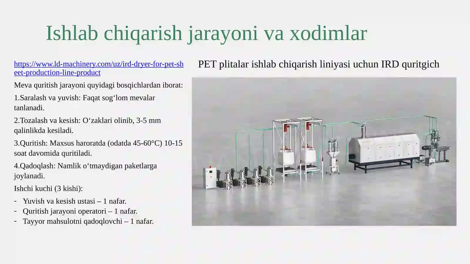 (100 millionlik loyiha ishi)  Quritilgan mevalar ishlab chiqarish korxonasi 4