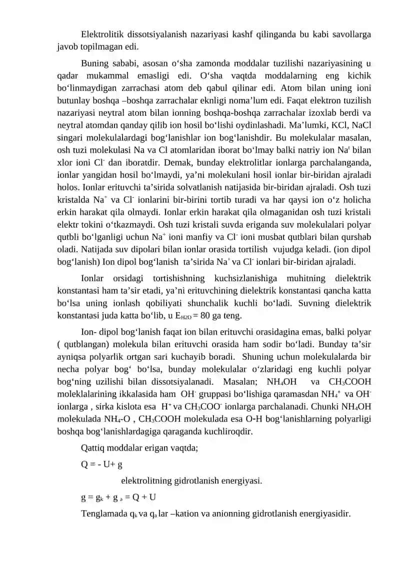 ELEKTROLIT ERITMALAR. TUZLARNING GIDROLIZI 4