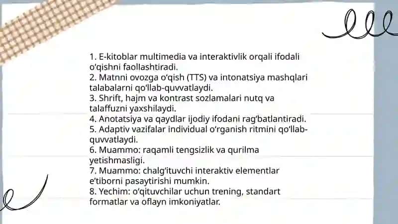 Raqamli muhit va ifodali oʻqish:imkoniyatlar va muommolar 4