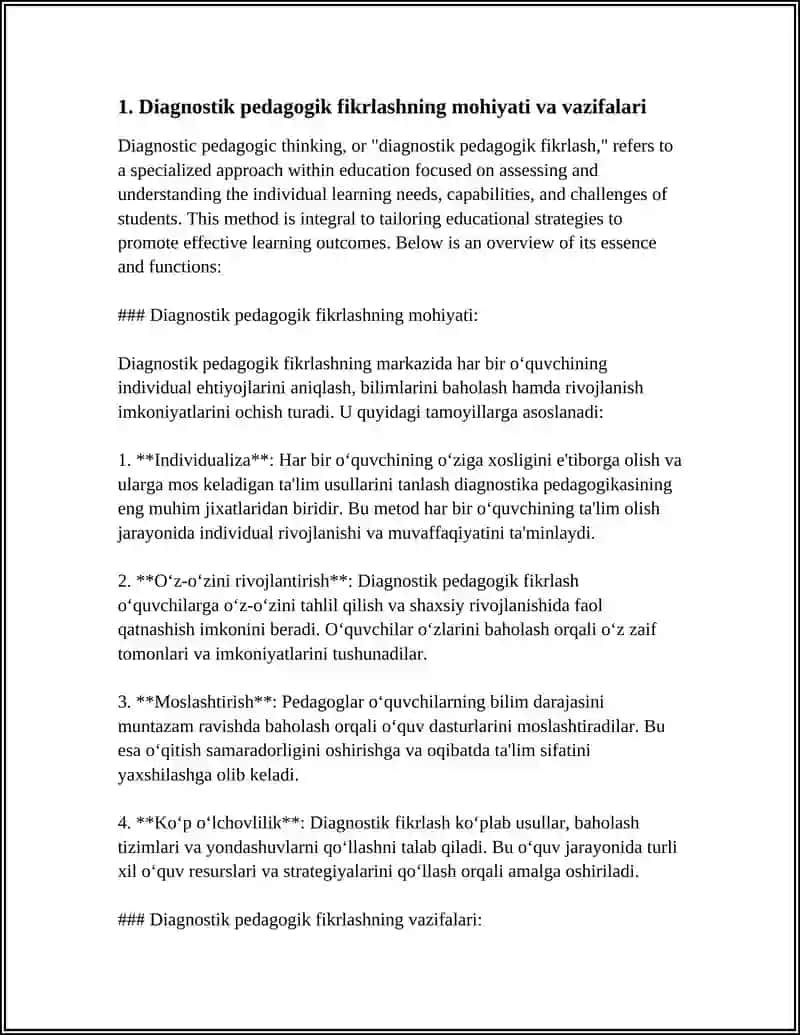 DIAGNOSTIK PEDAGOGIK FIKRLASH 4