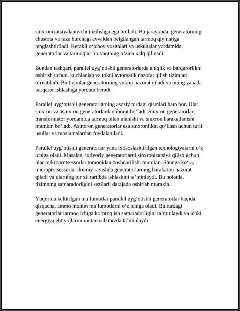 PARALLEL UYGʻOTISHLI GENERATORLAR 4
