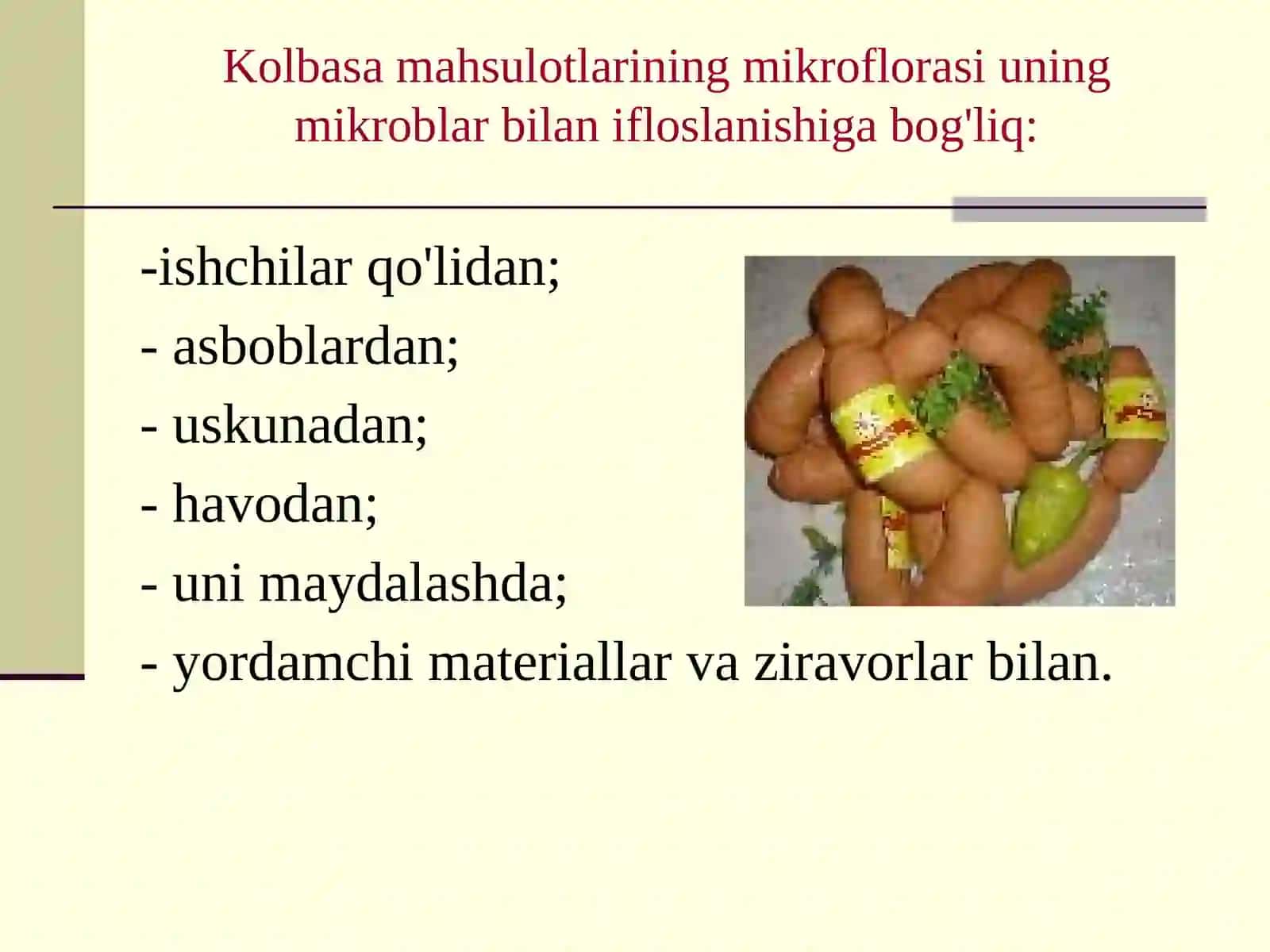 Kolbasa mahsulotlari Mikrobiologiyasi 4