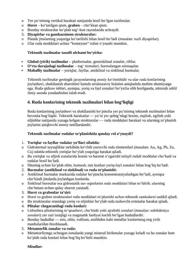Ruda konlarining vulkanogen tuzilishi 4