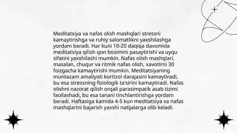 Stressni kamaytirish usullari 4