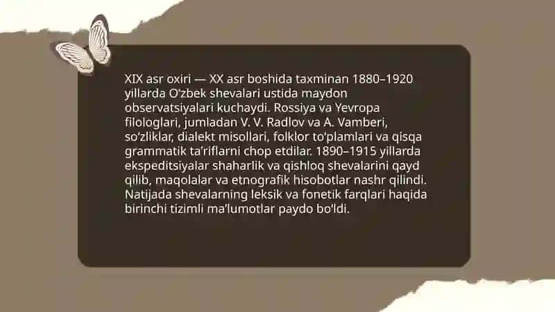 Oʻzbek xalq shevalarining oʻrganilish tarixi 4