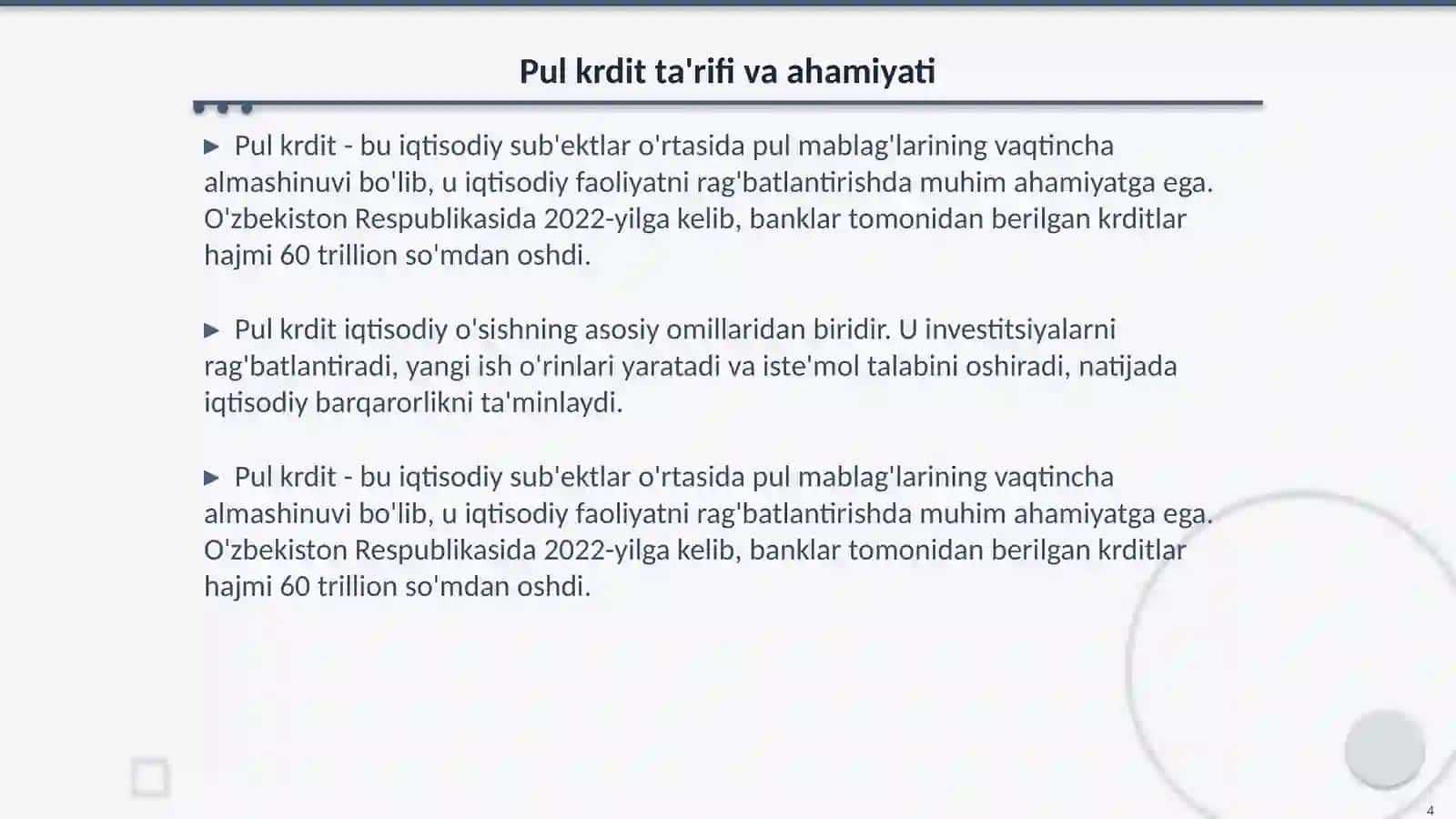 Manitar siyosat pul krdit 4