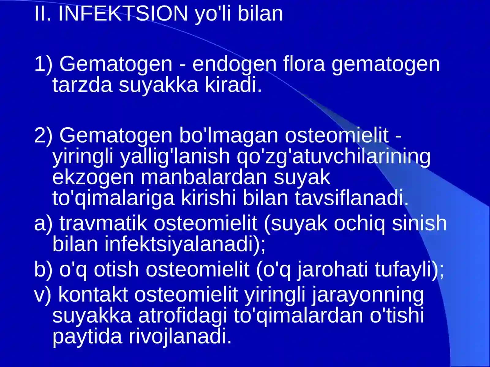 Suyak va bo’g’imlar xirurgik infektsiyasi 4