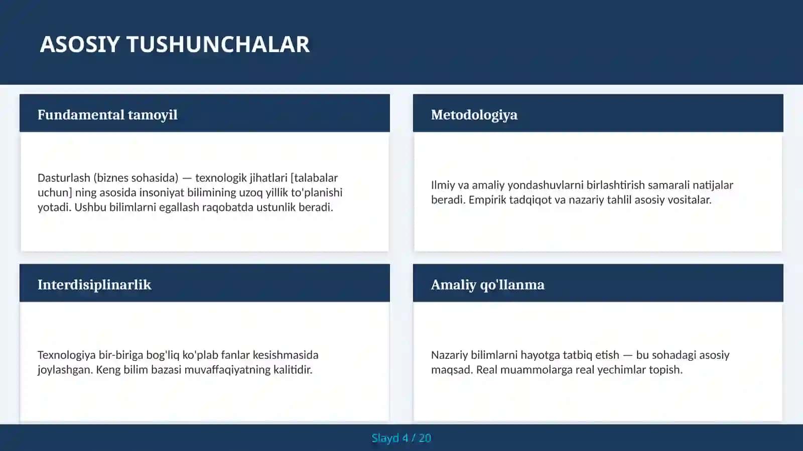 Dasturlash (biznes sohasida) — texnologik jihatlari [talabalar uchun] 4