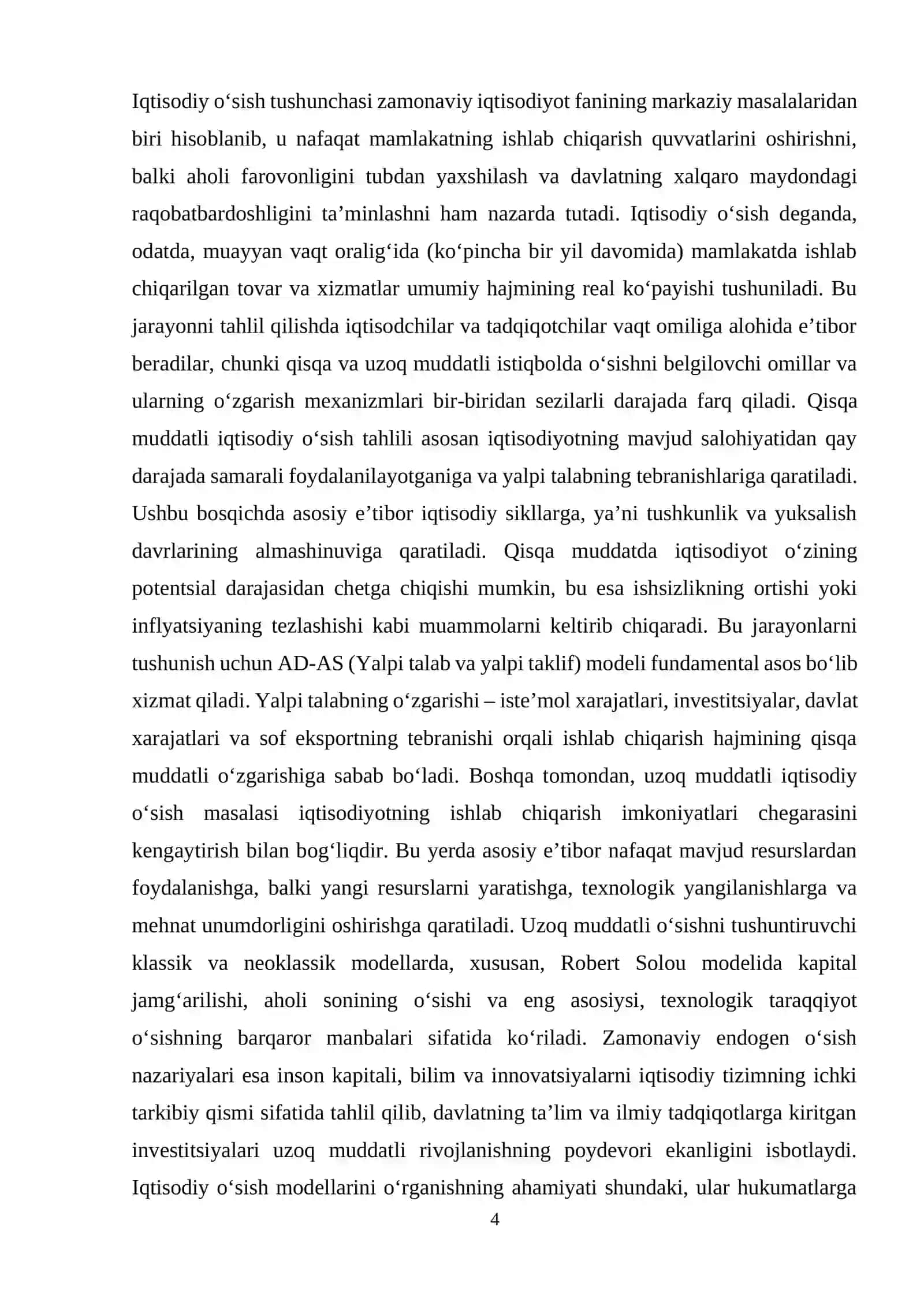 Qisqa muddatli va uzog muddatli iqtisodiy o'sish modellari 4
