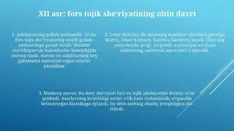 X Xii Asrlarda Fors Tojik Adabiyoti 4