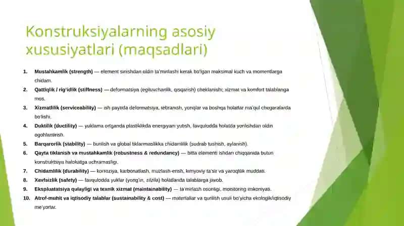 Qurilish konstruksiyalarini xususiyatlari 4