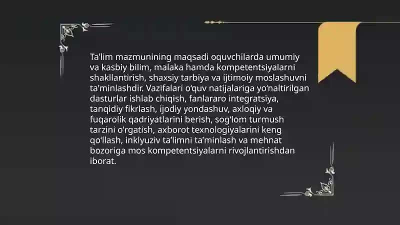 Taʼlim qonuniyatlari Taʼlim mazmuni 4