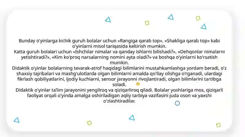 METODYOKI DIDAKTIK O'YIN JIHOZLARI 4