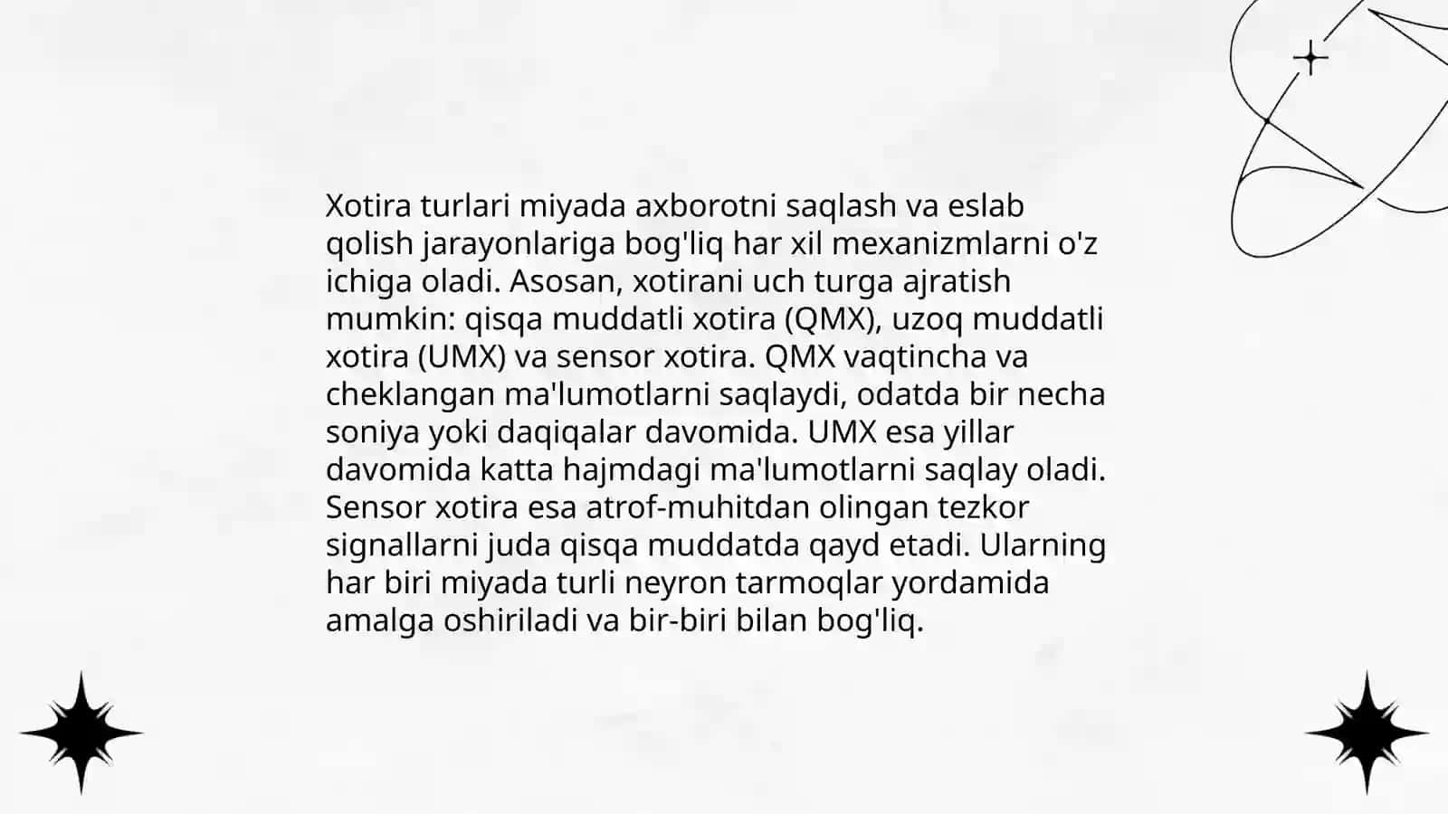 Xotira turlari va uning jarayonlari 4