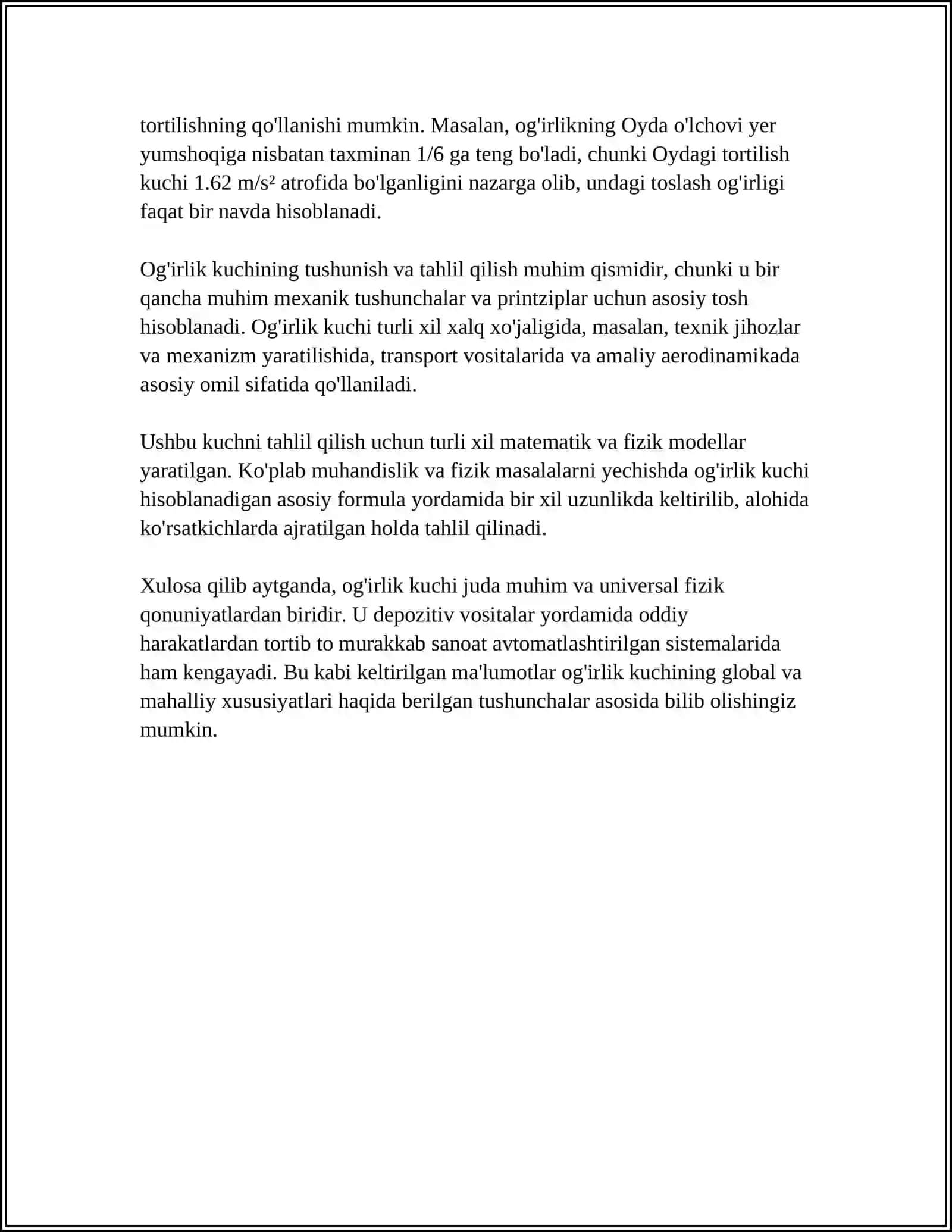 JISMNING OG'IRLIK KUCHI MAYDONDAGI HARAKATI 4