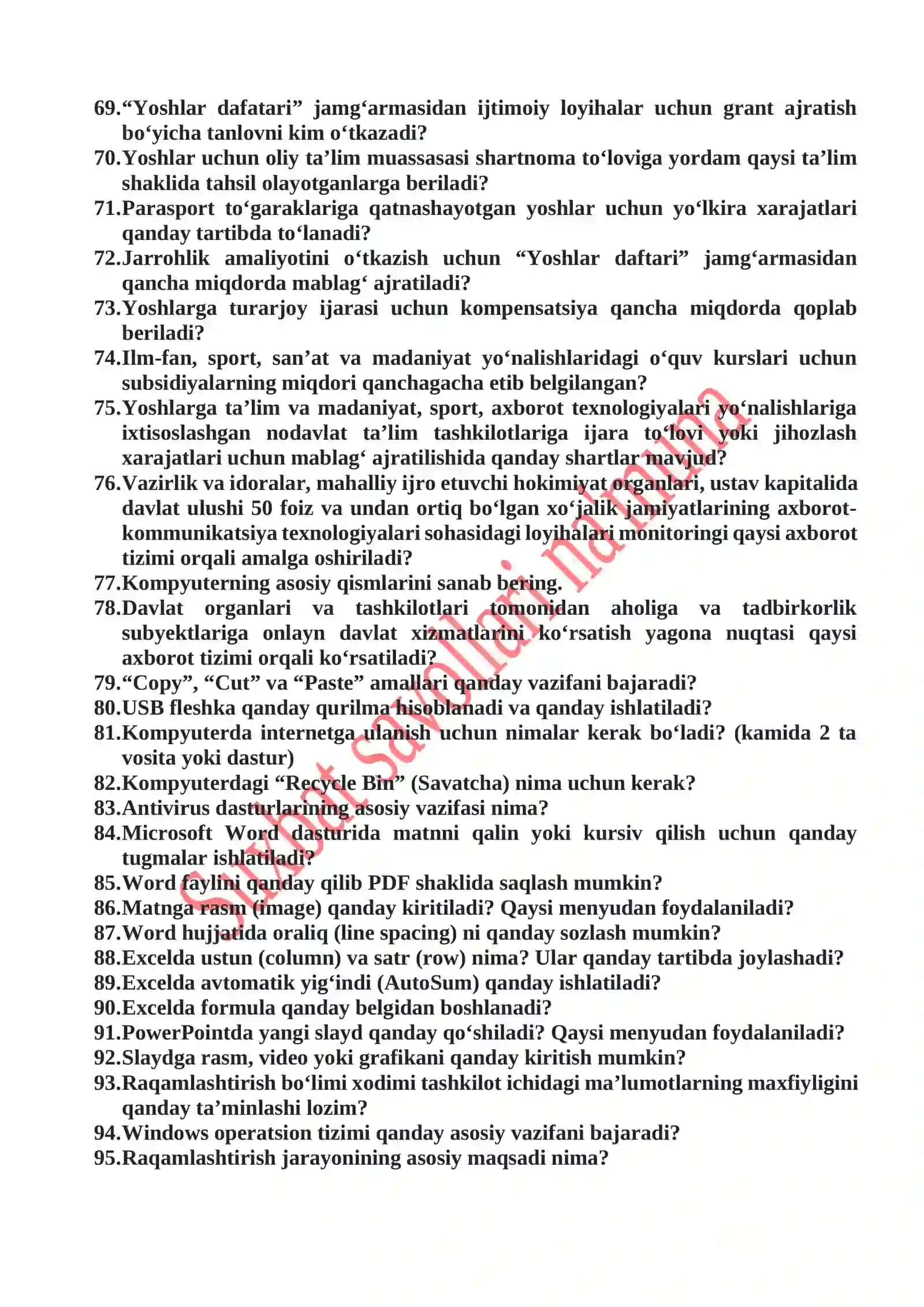 Yoshlar ishlari agentligi tizimida suxbat savollaridan na’munalar 4