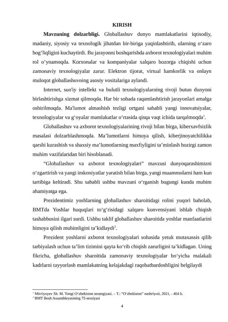 GLOBALLASHUV VA AXBOROT TEXNOLOGIYALARI 4