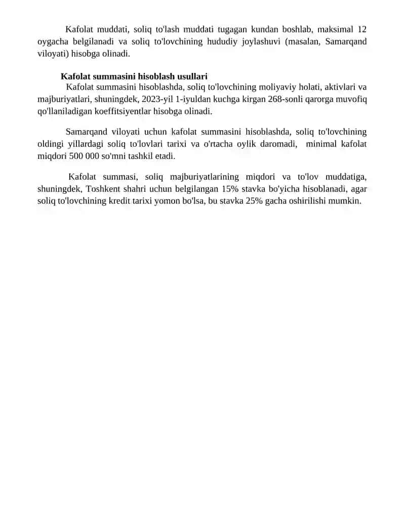 Soliq majburiyatlarining bajarilishini ta'minlash usuli 4