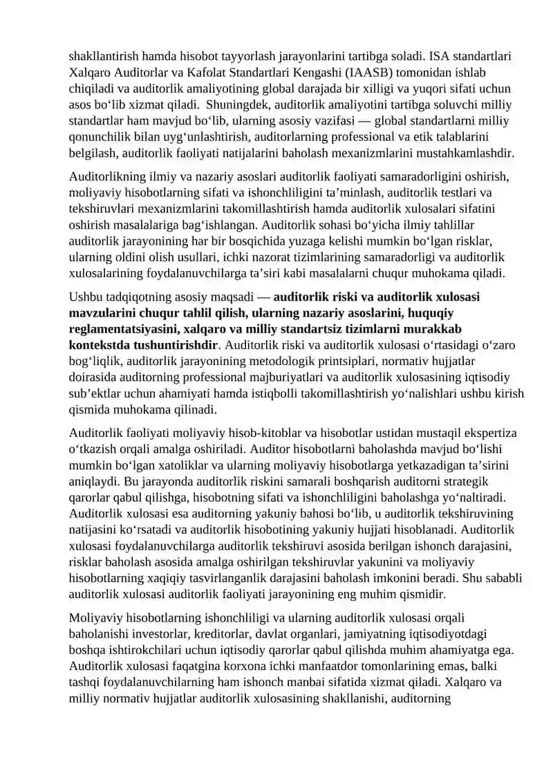 AUDITORLIK RISKLARI VA AUDITORLIK XULOSASI 4