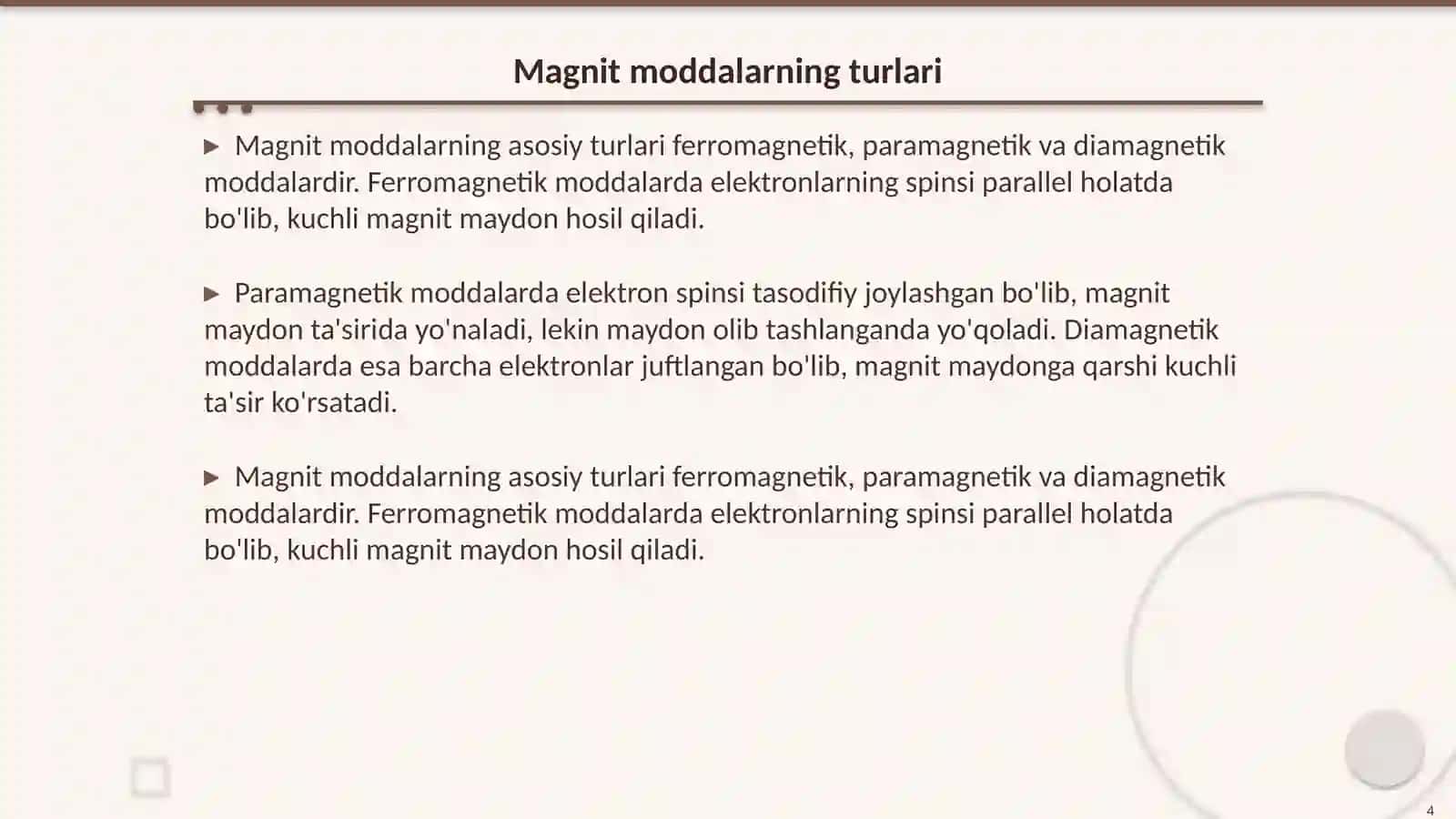 Magnit moddalarning magnit xususiyatlari 4