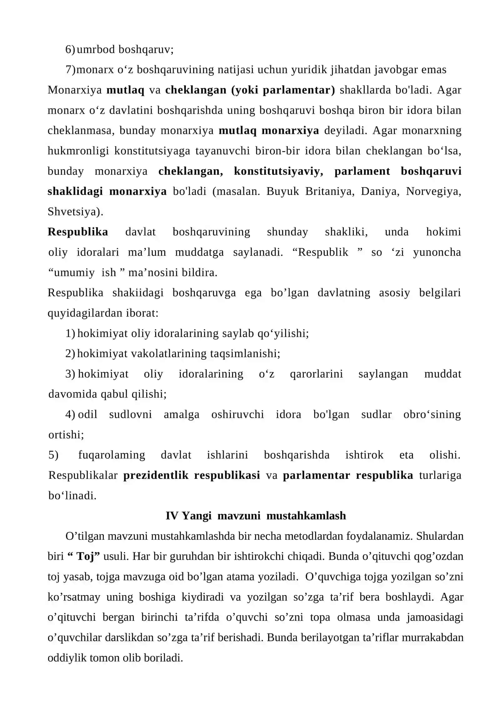 Davlatning boshqaruv shakli 4