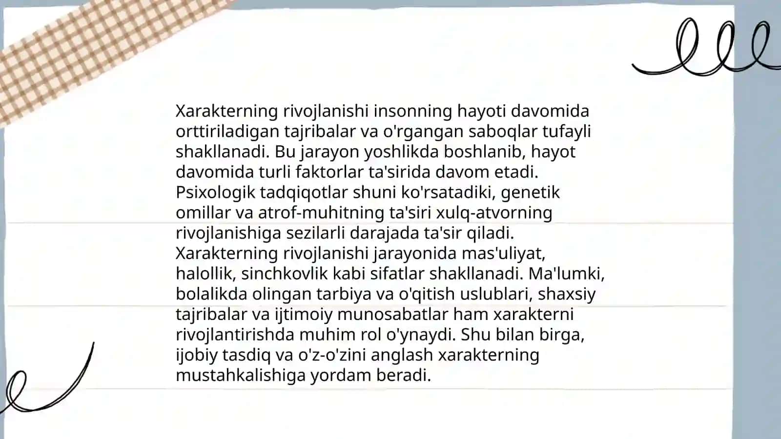 Xarakter haqida taqdimod 4