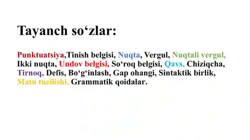 Punktuatsiya, Tinish belgilarining turlari va ishlatish qoidalari 4