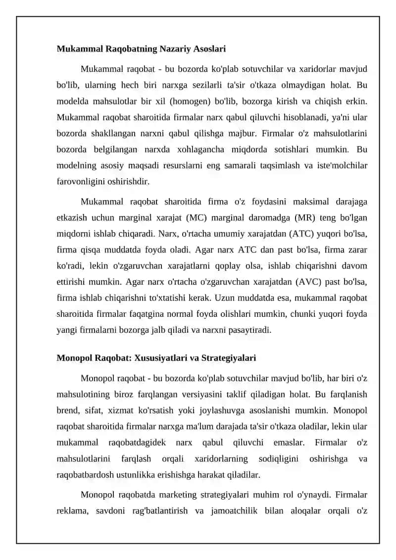 Raqobat turlari va modellari 4