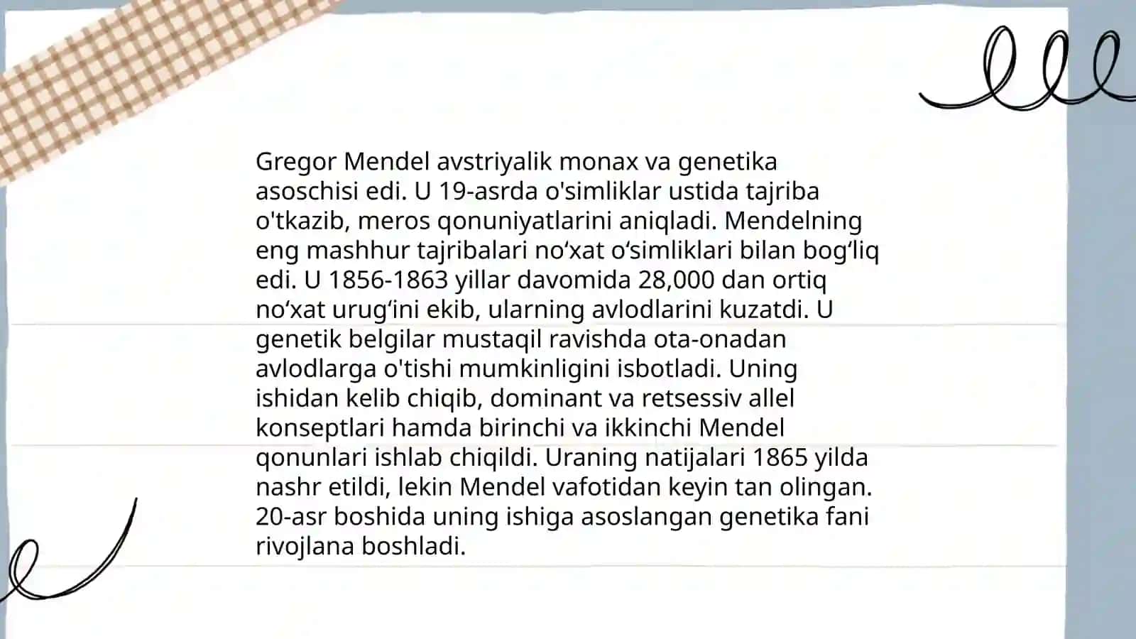 Genetika darslarida tarixiy ilmiy merosdan foydalanish 4