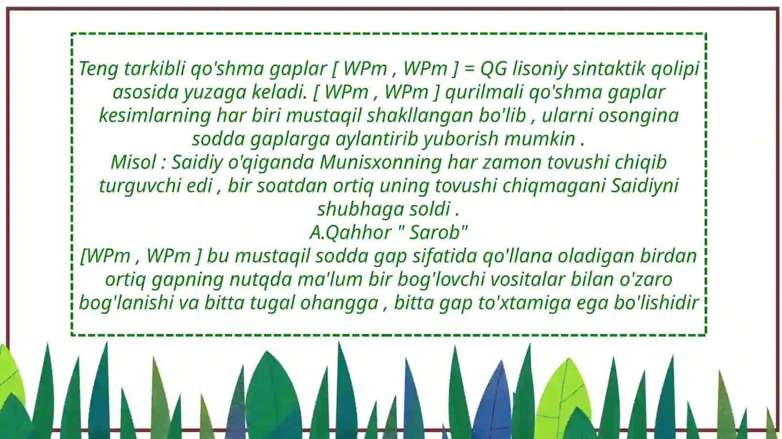 Teng tarkibli qoʻshma gaplar boʻyicha mantiqiy testlar 4