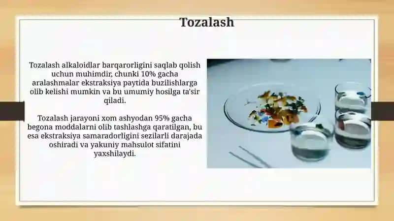 Belladonna tarkibidan alkaloidlarni ajratib olish tajribasi 4