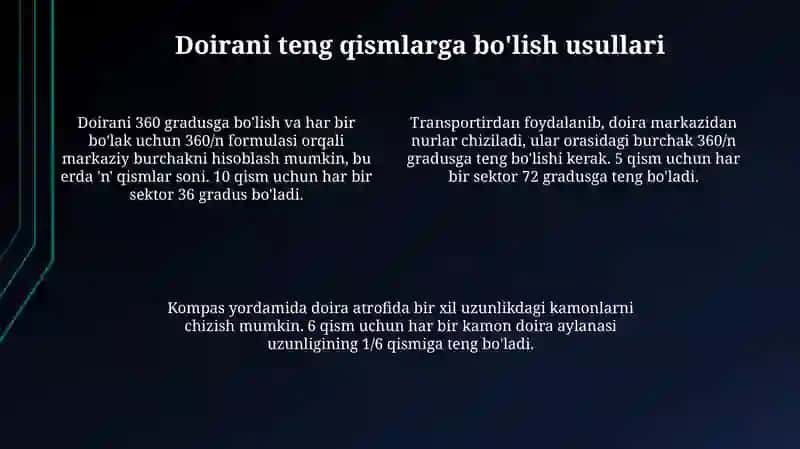 Doirani teng qismlarga bo'lish 4
