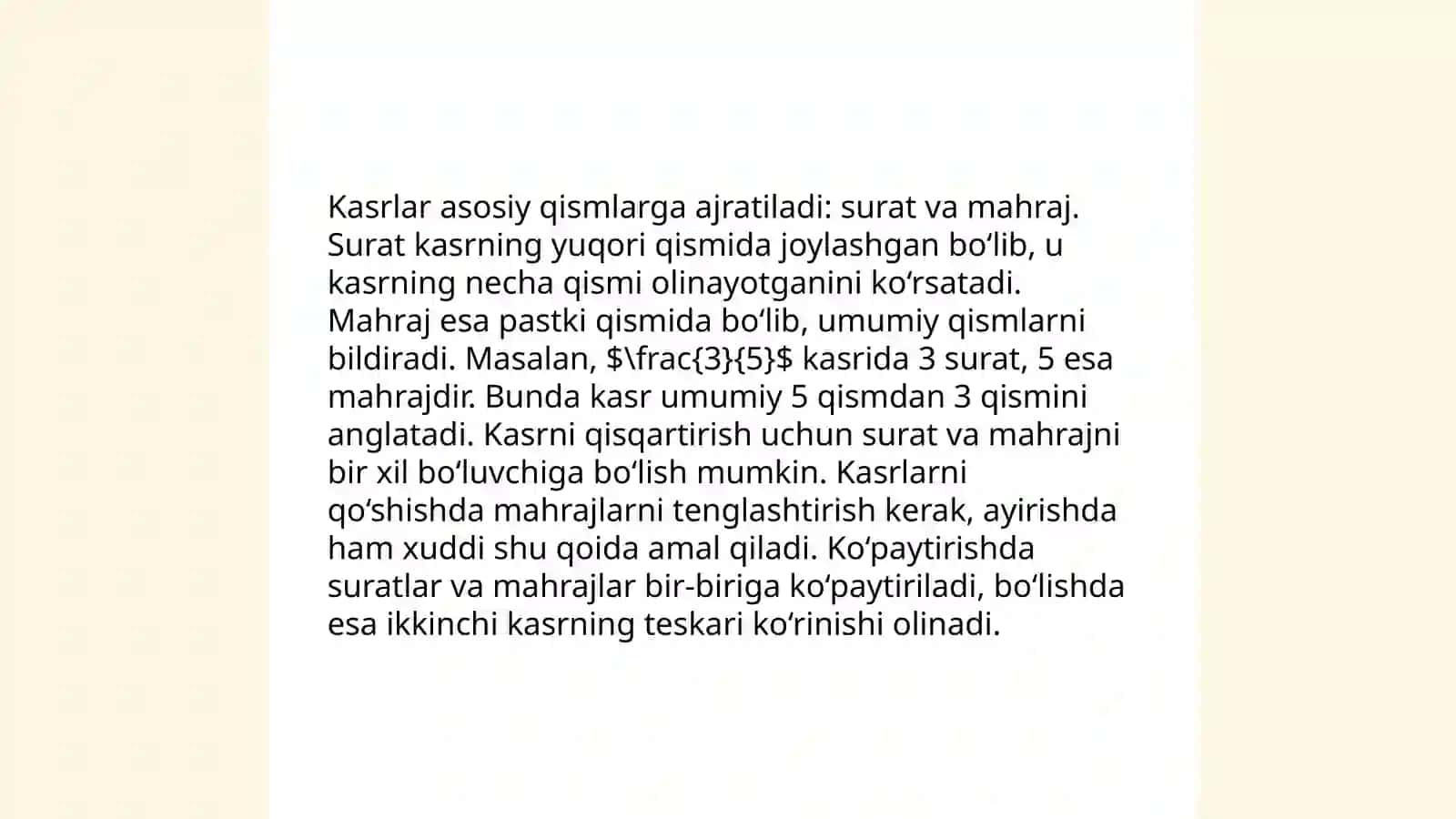 5 sinf yangi darslik aralash kasrlarni qoʻshish va ayirish 4