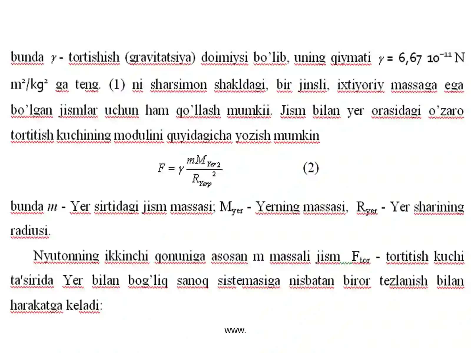 Butun olam tortishish qonuni 4