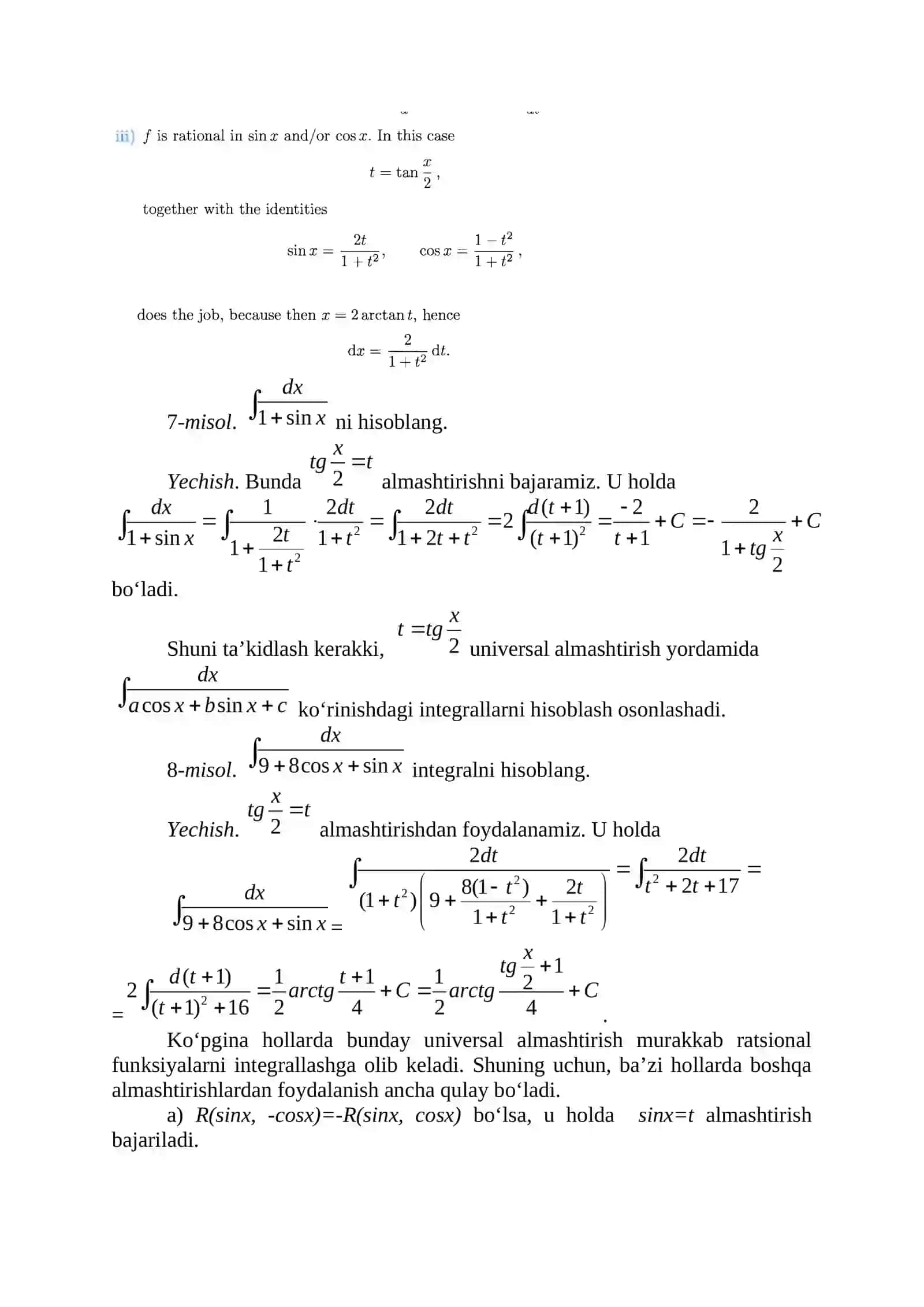 TRIGONOMETRIK IFODALARNI INTEGRALLASH 4