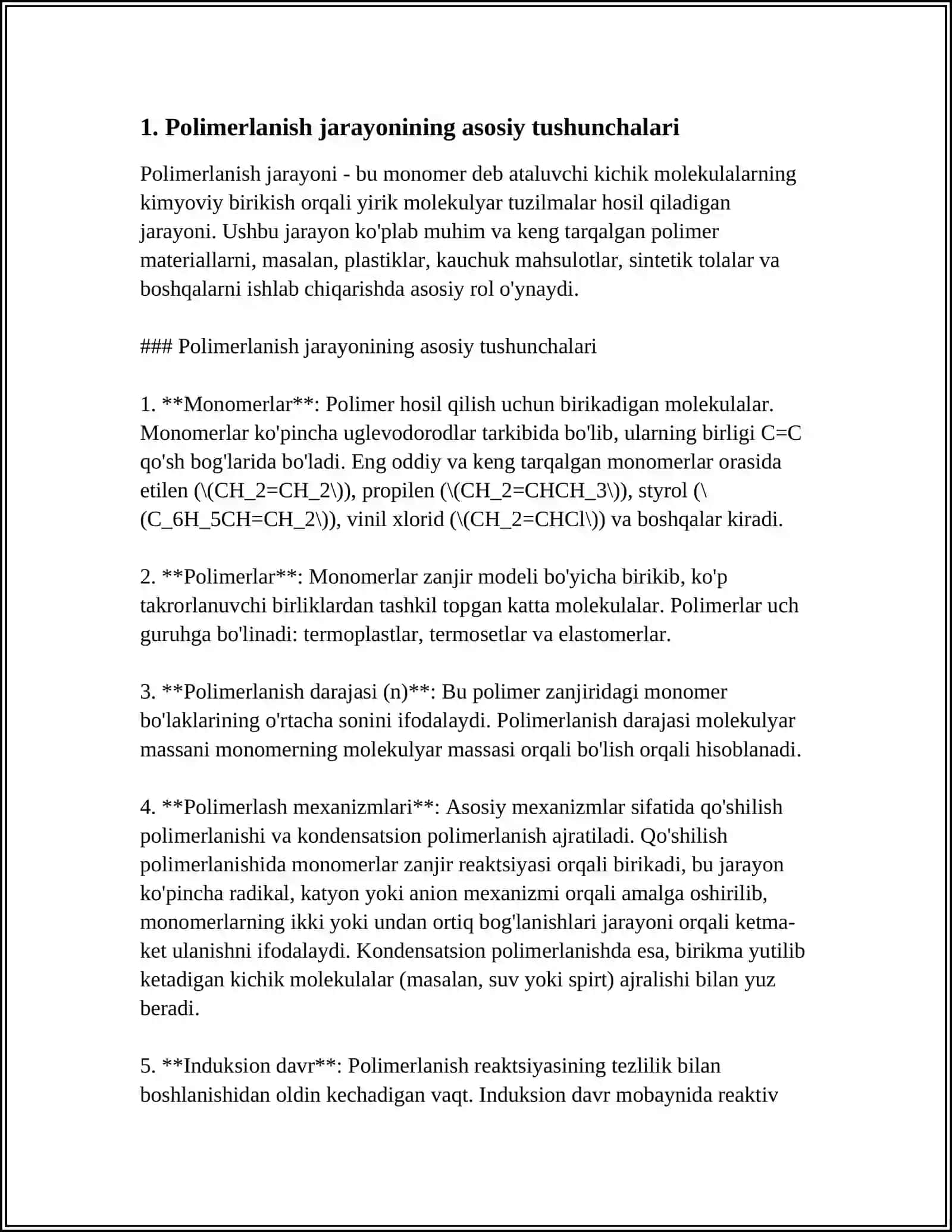 POLIMERLANISH JARAYONIGA INITSIATOR VA INGIBITORLARNING TASIRI 4
