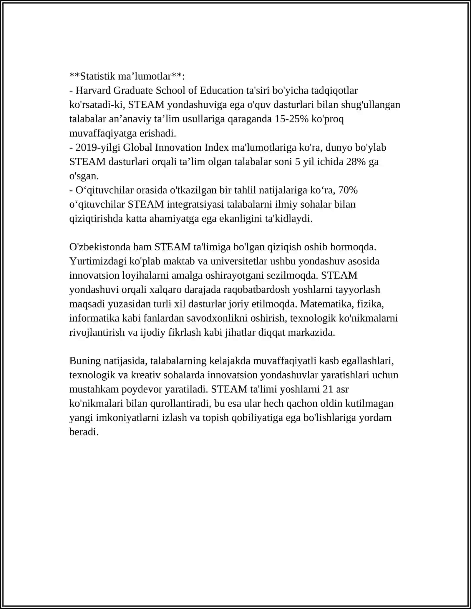 STEAM TA'LIMNING XUSUSIYATLARI 4