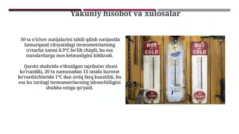 Termometrlarni qiyoslash bosqichlari 4