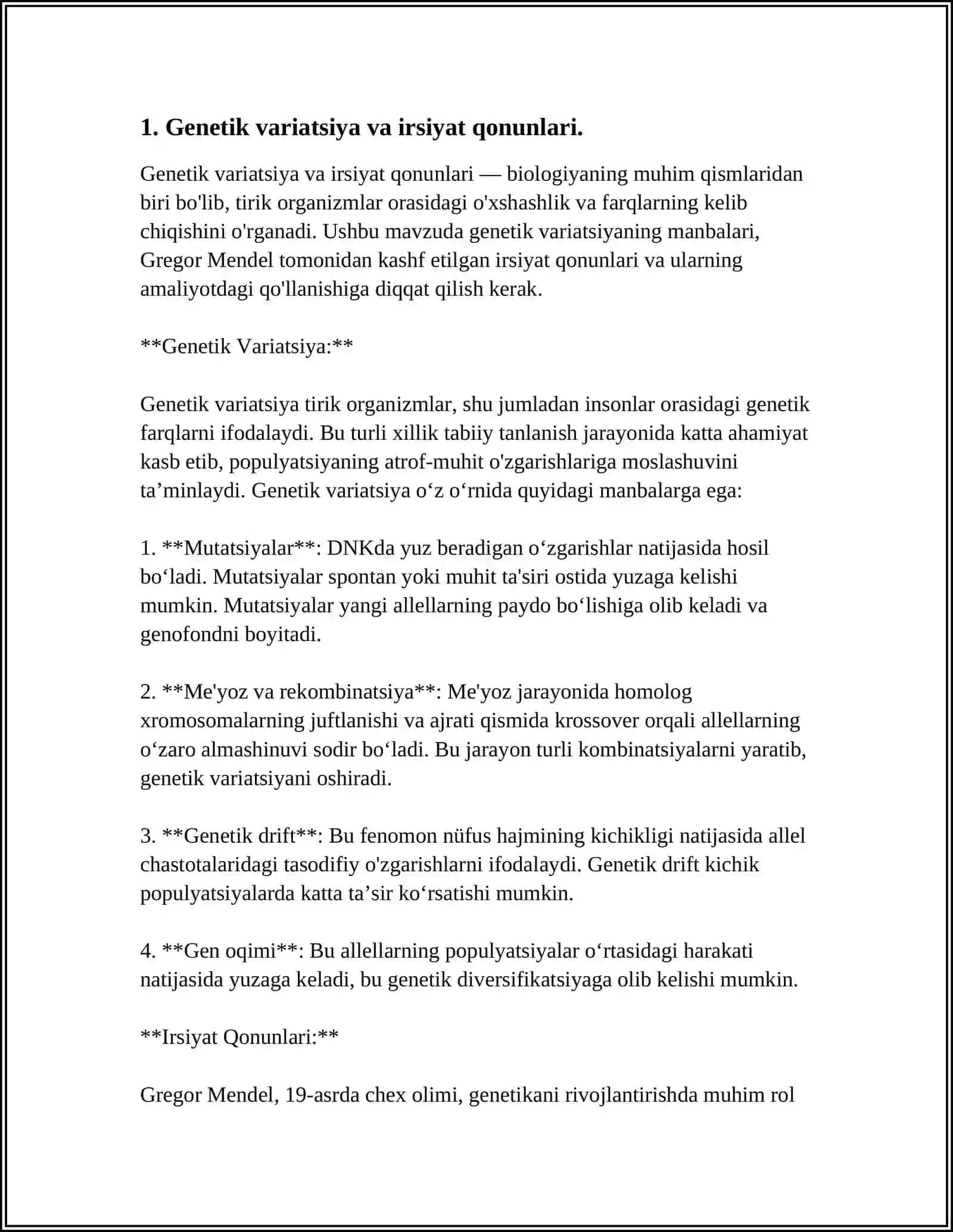 Genetik variatsiya va irsiyat qonunlari 4
