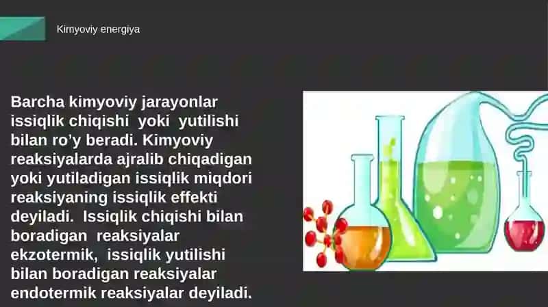 Kimyoviy energiyani aniqlovchi laboratoriya ishi 4