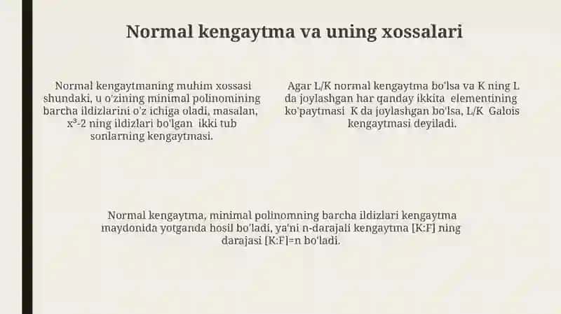 Maydonning murakkab algebraik kengaytmasi 4