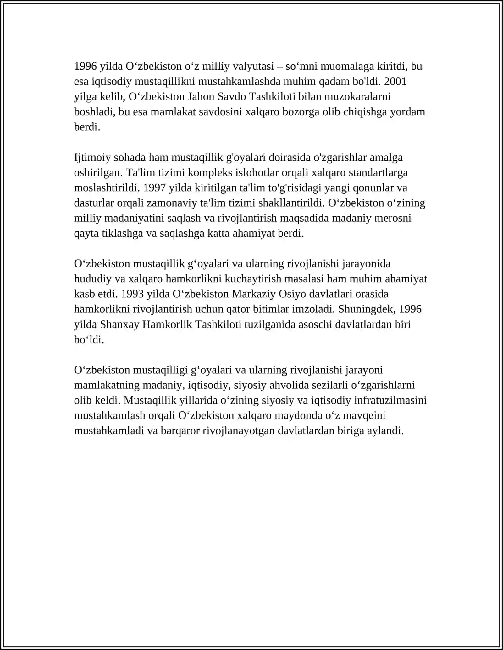 O'ZBEKISTON MUSTAQILLIK G'OYALARINI TARIXIY ASARLARI 4