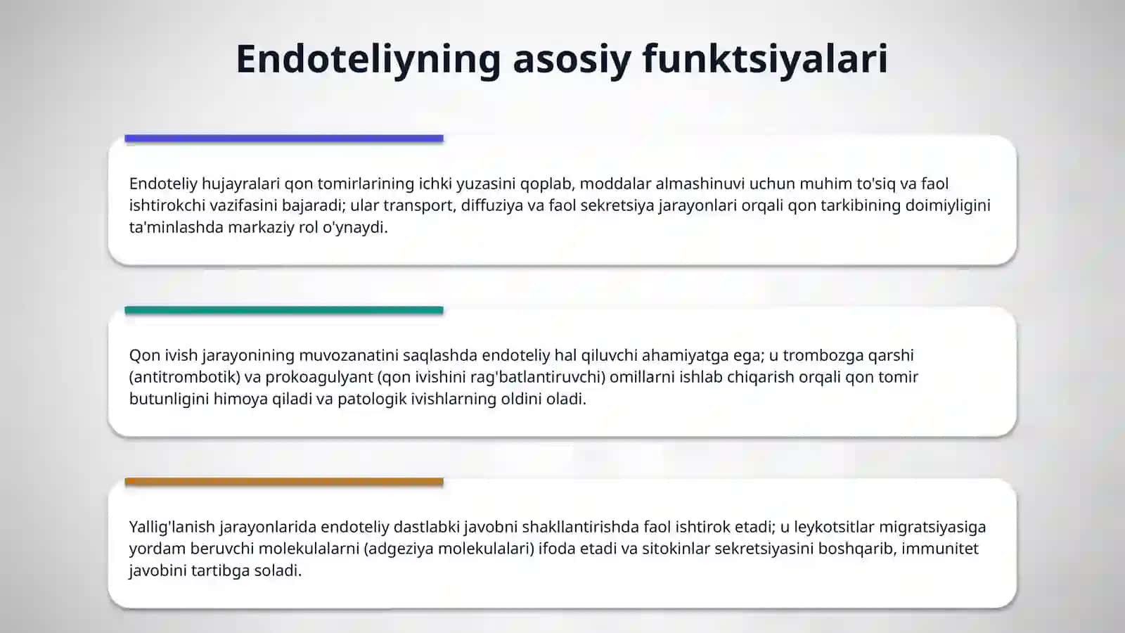 Qon tomir endoteliyasining funktsiyalari 4