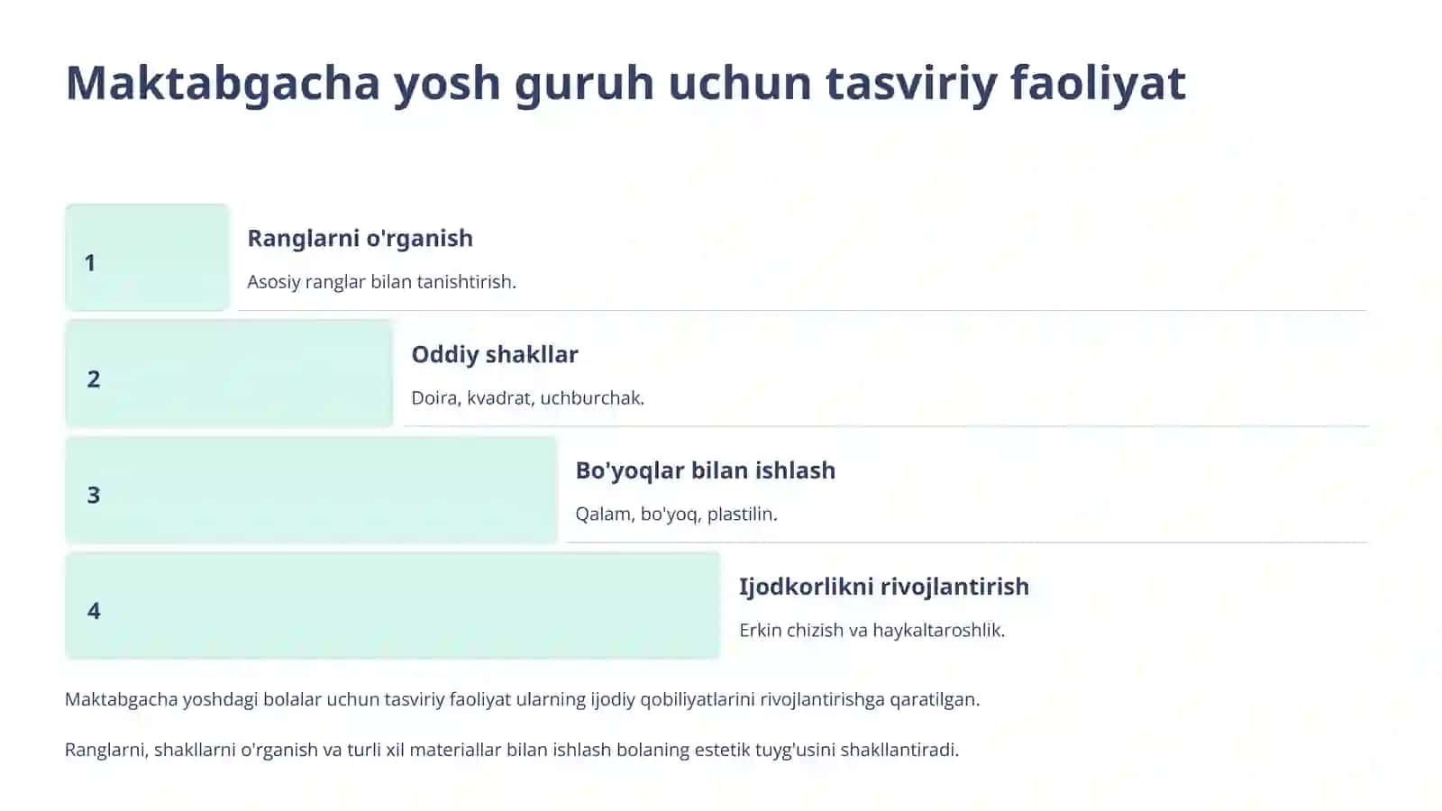Turli yosh guruhlar tarbiyasida tasviriy faoliyat tushunchasi 4
