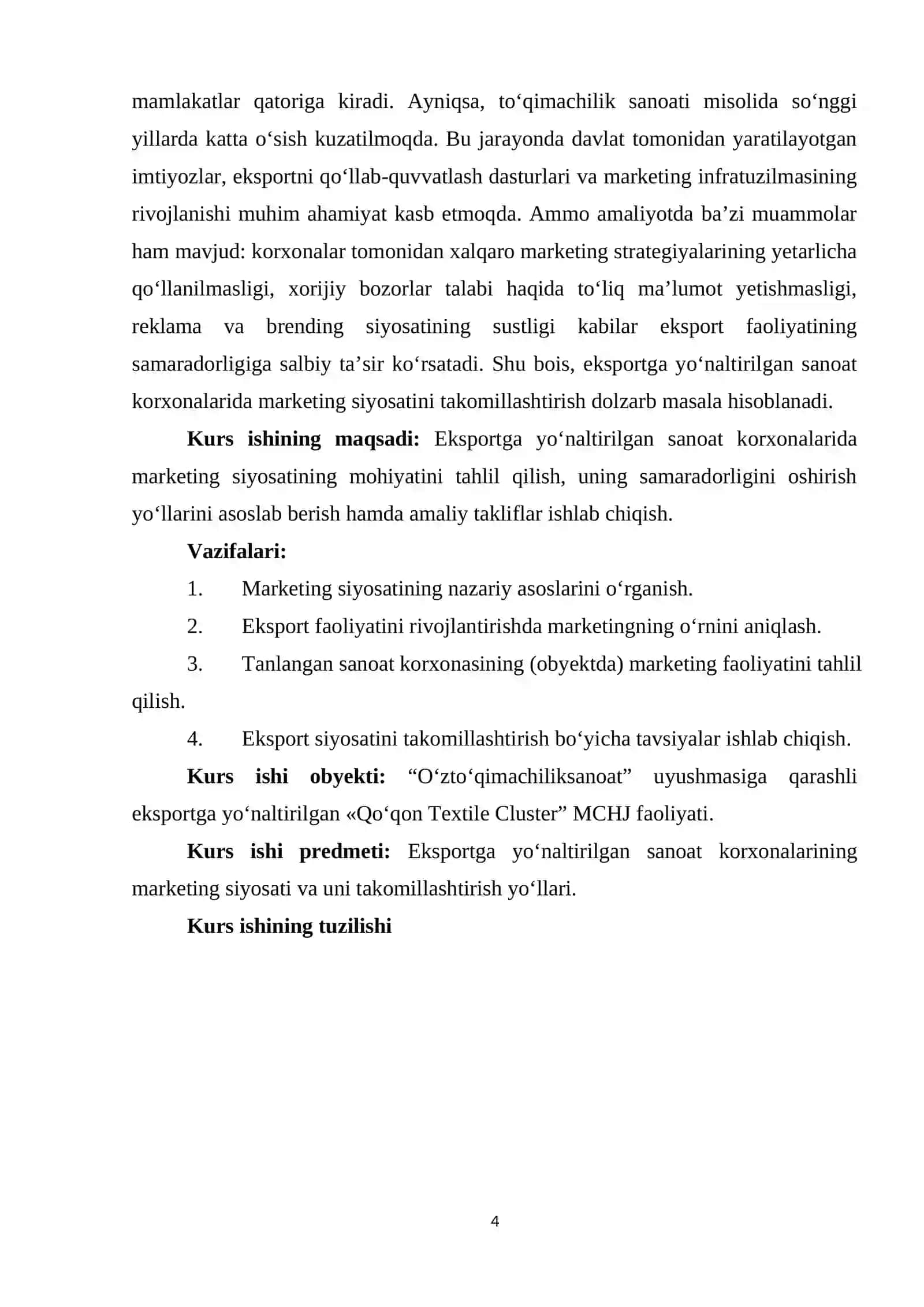Eksportga yo‘naltirilgan sanoat korxonalarida marketing siyosati 4