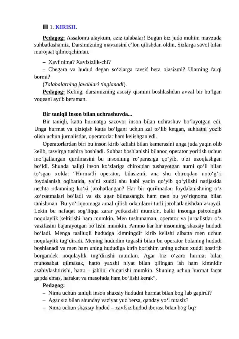 "KELAJAK SOATI" DARSLARINING SSENARIYSI 4
