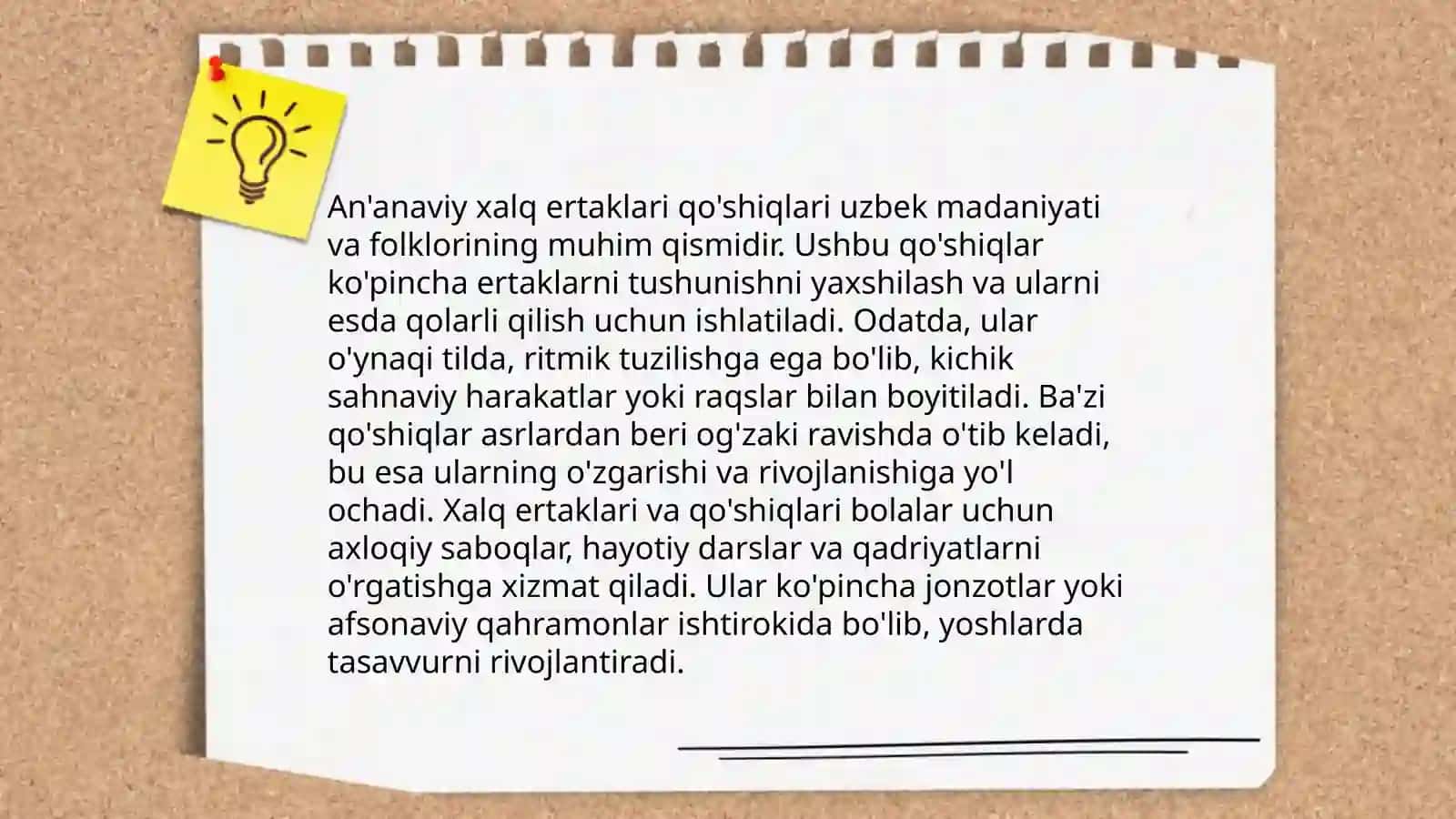 Bolalar qoʻshiqlari.Xalq qoʻshiqlari va adabiy qoʻshiqlar 4